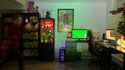 A Room With A Computer And A Green Screen GIF