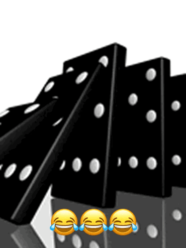 A Row Of Black Dominoes With White Dots And Three Laughing Faces GIF