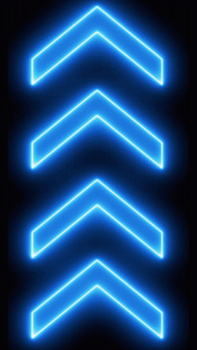 A Row Of Blue Neon Arrows Pointing Upwards On A Black Background GIF