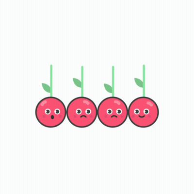 A Row Of Cherries With Faces On Them Are Lined Up In A Row GIF