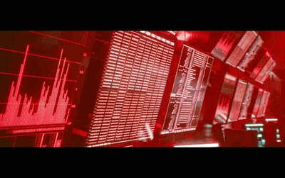 A Row Of Computer Monitors With One That Says ' U.s. ' On It GIF