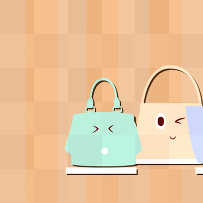 A Row Of Handbags With The Letters B A And G On Them GIF