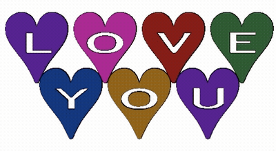A Row Of Hearts With The Words Love You Written On Them GIF