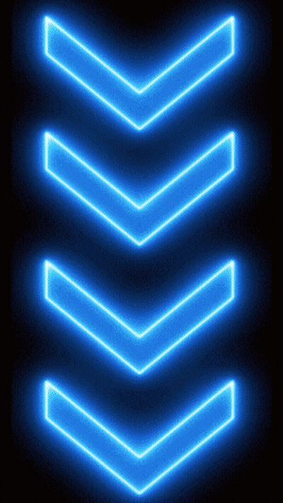 A Row Of Neon Blue Arrows Pointing To The Right On A Black Background GIF