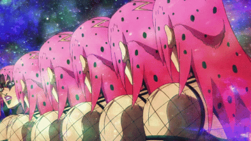 A Row Of Pink Cartoon Characters With The Letter Z On Their Heads GIF