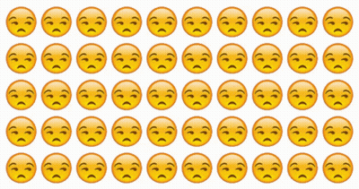 A Row Of Smiley Faces With A Sad Face On Them GIF