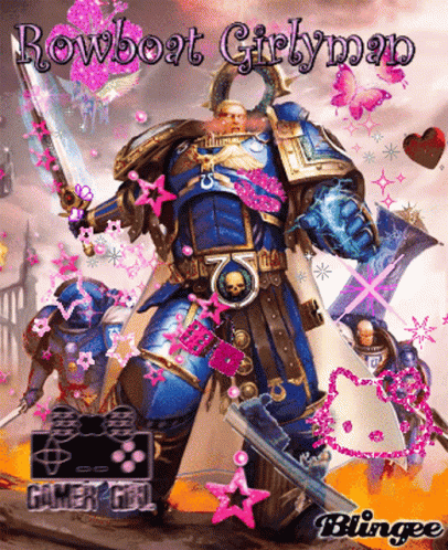 A Rowboat Girlyman Poster With A Man In A Blue Suit Holding A Sword GIF