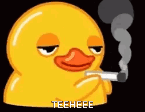 A Rubber Duck Is Smoking A Cigarette With Smoke Coming Out Of Its Mouth . GIF