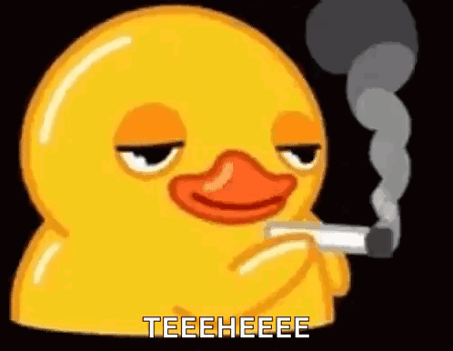 A Rubber Duck Is Smoking A Cigarette With Smoke Coming Out Of Its Mouth . GIF