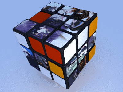 A Rubik 'S Cube Has A Picture Of A Girl On It GIF