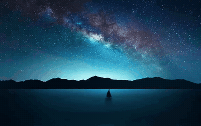 A Sailboat Is In The Middle Of A Lake Under A Starry Sky GIF