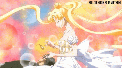 A Sailor Moon Fc In Vietnam Poster With A Girl In A White Dress GIF