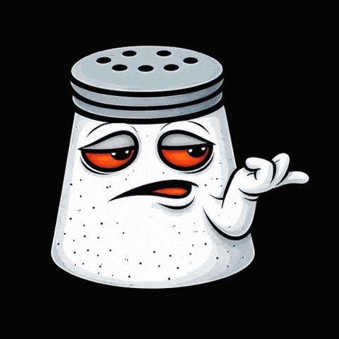 A Salt Shaker With A Sad Face And The Words Whaaaat Behind It GIF