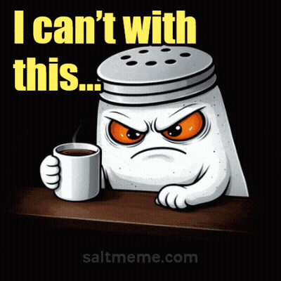 A Salt Shaker With An Angry Face Is Holding A Cup Of Coffee And Says " I Can 'T With This " GIF