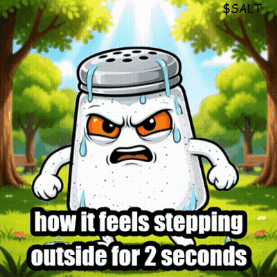 A Salt Shaker With Sweat Coming Out Of It And The Words How It Feels Stepping Outside For 2 Seconds On The Bottom GIF