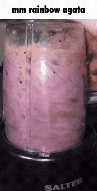 A Salter Blender Is Filled With A Pink Smoothie GIF