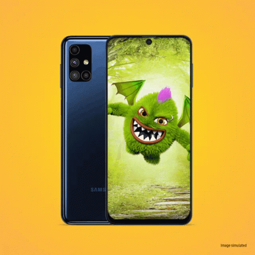 A Samsung Phone With A Picture Of A Monster On The Screen GIF