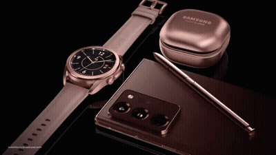 A Samsung Watch A Samsung Phone And A Samsung Earbuds GIF