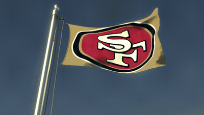 A San Francisco 49Ers Flag Flies In The Wind GIF