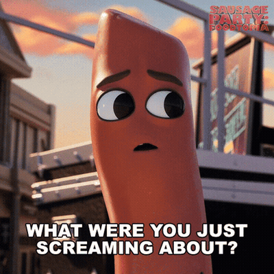 A Sausage From Sausage Party Foodtopia Is Screaming GIF