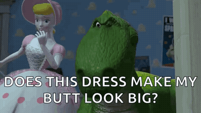 A Scene From Toy Story With Rex And Bo Peep Talking To Each Other GIF