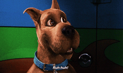 A Scooby Doo Dog With A Blue Collar Is Saying Ruh-Huh GIF