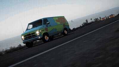 A Scooby Doo Van Drives Down The Road GIF