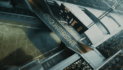 A Scoreboard That Says 4Th Quarter Start On The Side GIF
