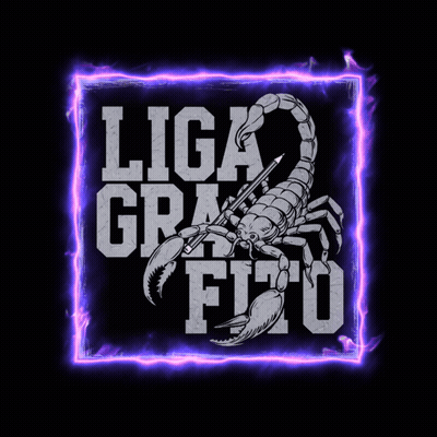 A Scorpion With A Pencil In Its Mouth Is Surrounded By The Words Liga Grafico GIF