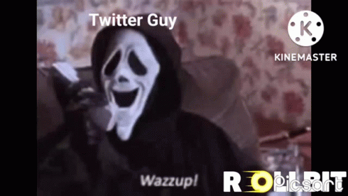 A Scream Character Is Talking On A Cell Phone While Wearing A Hooded Jacket . GIF