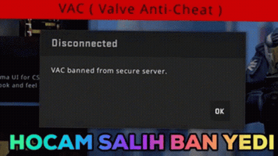 A Screen Displays A Message That Says " Vac ( Valve Anti-Cheat ) Disconnected " GIF