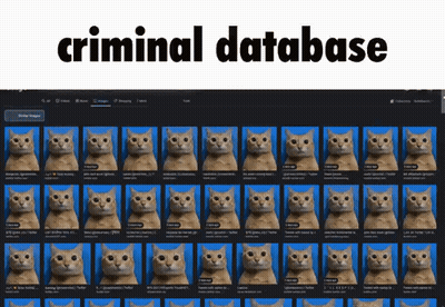 A Screen Shot Of A Criminal Database With A Bunch Of Pictures Of Cats GIF