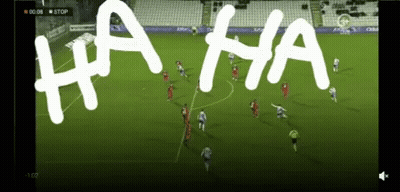 A Screen Shot Of A Soccer Game With The Words " Ha Ha " Written On It GIF
