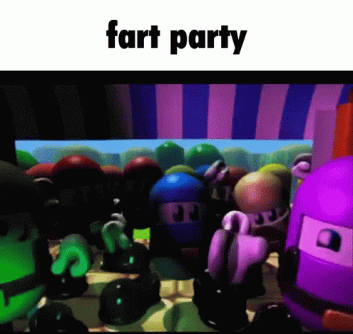 A Screen Shot Of A Video Game With The Words Fart Party Written Above It GIF
