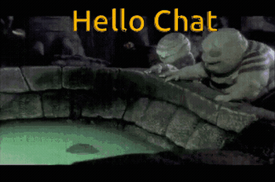 A Screen Shot Of A Video Game With The Words Hello Chat On It GIF