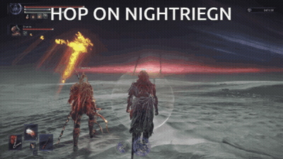 A Screen Shot Of A Video Game With The Words Hop On Nightriegn GIF