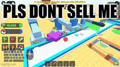 A Screen Shot Of A Video Game With The Words Pls Dont Sell Me GIF