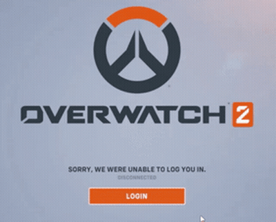 A Screen Shot Of Overwatch 2 That Says Sorry We Were Unable To Log You In Disconnected Login GIF