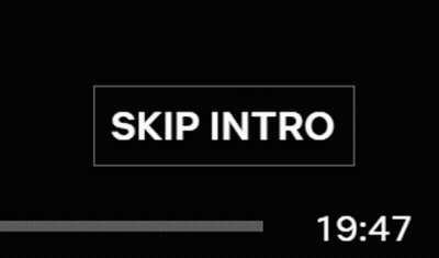 A Screen Shows A Hand Pointing To The Word Skip Intro GIF