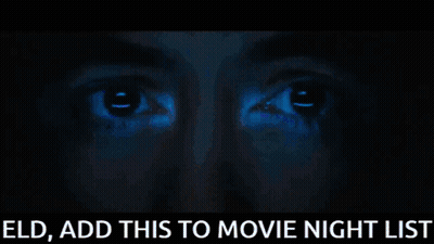 A Screen Shows A Man 'S Face With The Words Eld Add This To Movie Night List Below It GIF