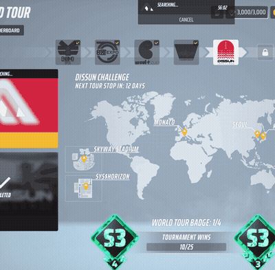 A Screen Shows A Map Of The World And Says " Next Tour Stop In 12 Days " At The Top GIF