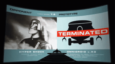 A Screen Shows A Prototype And An Opponent And Says Terminated On The Bottom GIF