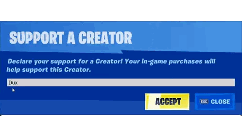 A Screen That Says " Support A Creator " And Says " Declare Your Support For A Creator " Sticker