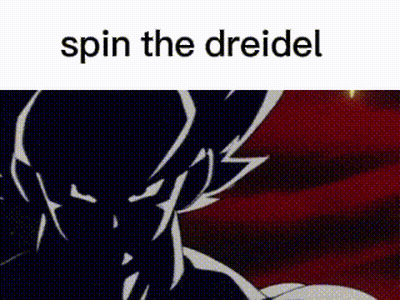 A Screenshot Of A Cartoon Character With The Words `` Spin The Dreidel '' Written Above Him . GIF