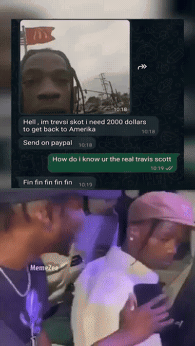A Screenshot Of A Conversation Between Travis Scott And Someone GIF