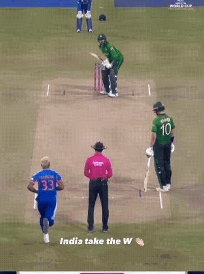 A Screenshot Of A Cricket Match With The Words India Take The W At The Bottom GIF