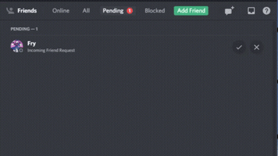 A Screenshot Of A Discord Page Showing A Pending Friend Request For Fry GIF