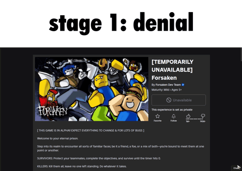 A Screenshot Of A Game Called Forsaken That Is Stage 1 Denial GIF
