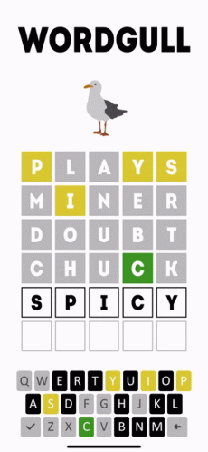 A Screenshot Of A Game Called Wordgull With A Seagull On It GIF