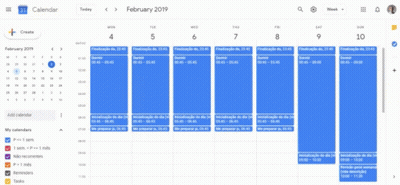 A Screenshot Of A Google Calendar Showing A Schedule For February GIF